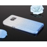 Wholesale Galaxy S7 Edge Shiny Armor Hybrid Case (Silver - Blue)